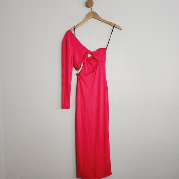 Ser.O.Ya Retrofête Ivana Coral Cutout One Sleeve Midi Dress XS NWT - Picture 9 of 12